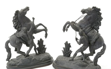 Pair of Black Metal Horse Figures.