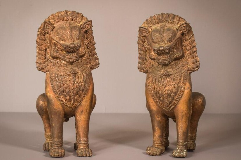 Pair of Bronze Thailand Lions
