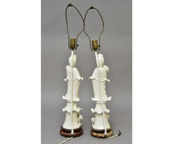 Pair of Chinese Blanc de Chine Lamps