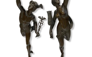 Pair of Continental Grand Tour Bronze Figures After Giambologna (1529-1608)
