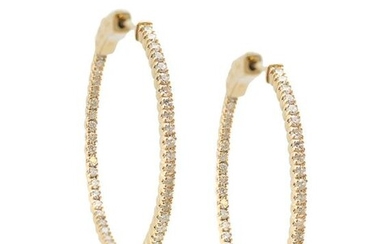 Pair of Diamond Hoop Earrings
