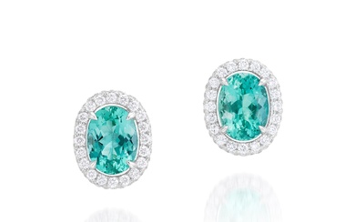 Pair of Emerald and Diamond Earrings