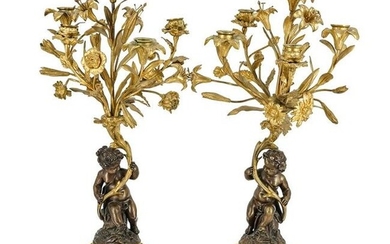 Pair of French 19th Century Bronze Candelabras