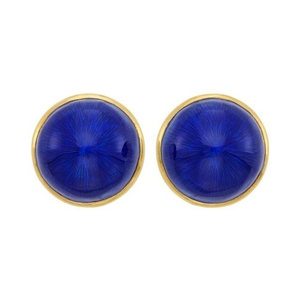 Pair of Gold and Blue Enamel Earclips, France
