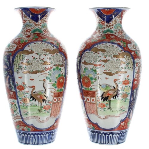 Pair of Japanese Imari vases, decorated in a typical palette...