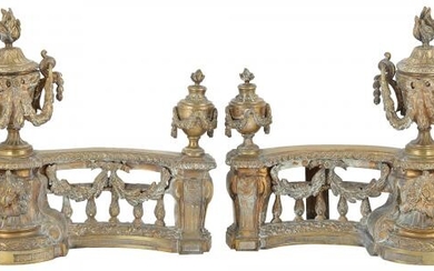 Pair of Louis XVI Style Gilt-Bronze Chenets