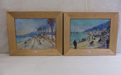 Pair of Oil on canvas "Nice". Signed Morin.