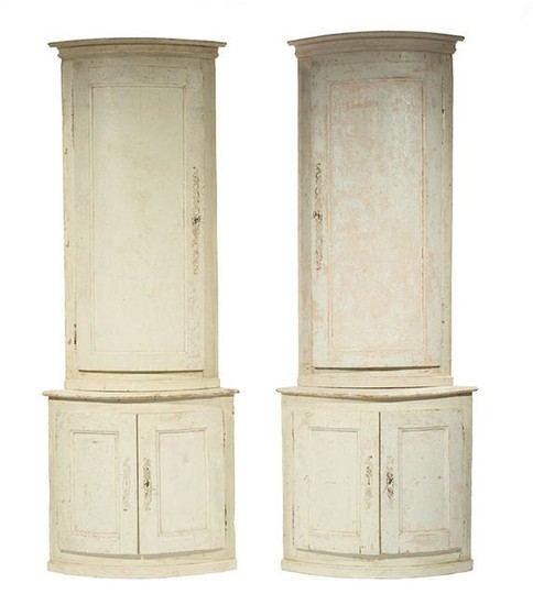 Pair of Scandinavian Painted Corner Cabinets