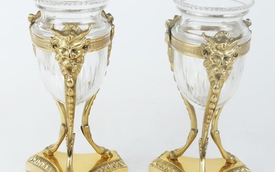 Pair of Small Crystal Flower Vases