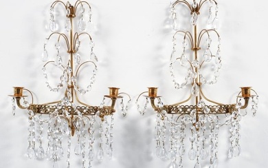 Pair of early 20th Century Gilt Brass Sconces