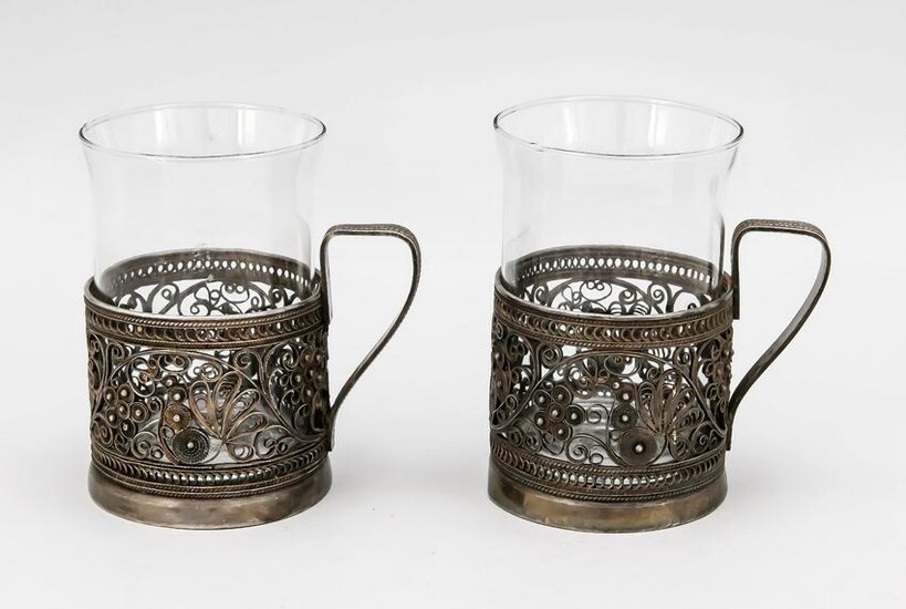 Pair of tea glass holders, 20th c.