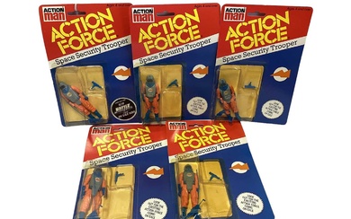 Palitoy Action Man Action Force Space Force Trade Box with Space Pilot (x5) & Space Security Troopers (x5), on card with blister pack (10)