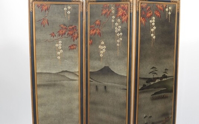 Paravent en tôle peinte Art nouveau japonisant