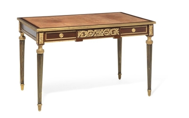 Paul Sormani: Louis XVI style mahogany and gilded bronze mounted lady's writng desk. Late 19th century. H. 73.5 cm. L. 120.5 cm. D. 71 cm.