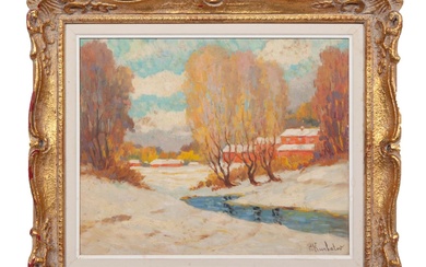 Peter Kurbatov, Winter Landscape Oil on Canvas