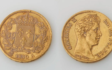 Pièce de 40 Francs or de 1830 A. Diam. : 2,5 cm. Poids : 12,86...