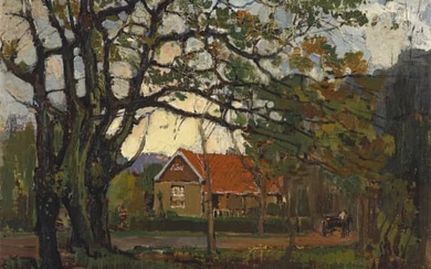 Pieter Wenning; Red Roofed Cottage, Autumn