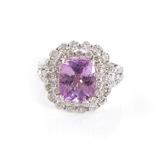 Pink Ceylon sapphire and diamond ring