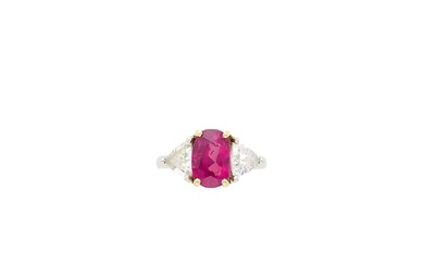Platinum, Gold, Ruby and Diamond Ring