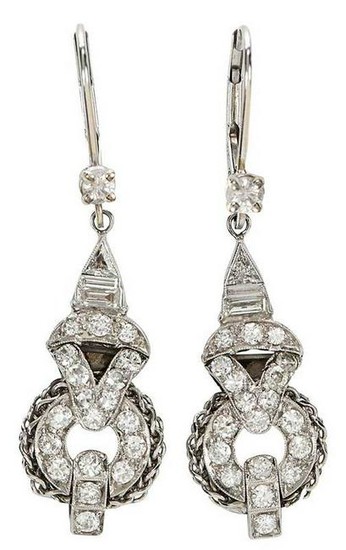 Platinum, Gold and Diamond Earrings