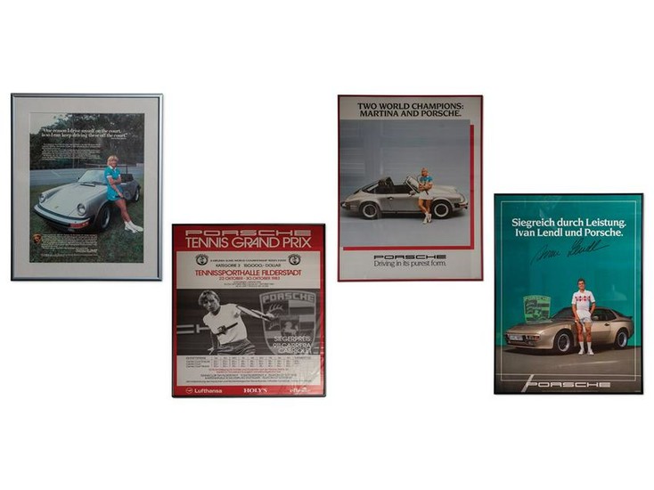 Porsche Tennis-Themed Framed Posters and Advertisement