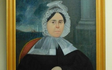 Portrait of a ship captain's wife, ca. 1835. Oil