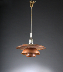 Poul Henningsen. PH 5/5 Pendant lamp, shade set in copper