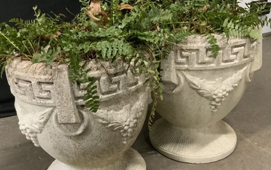 Pr Vintage Grecian Style Grapevine Cement Planters