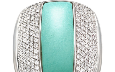 Preziosismi Turquoise, Diamond, White Gold Ring Stones: Carved turquoise;...