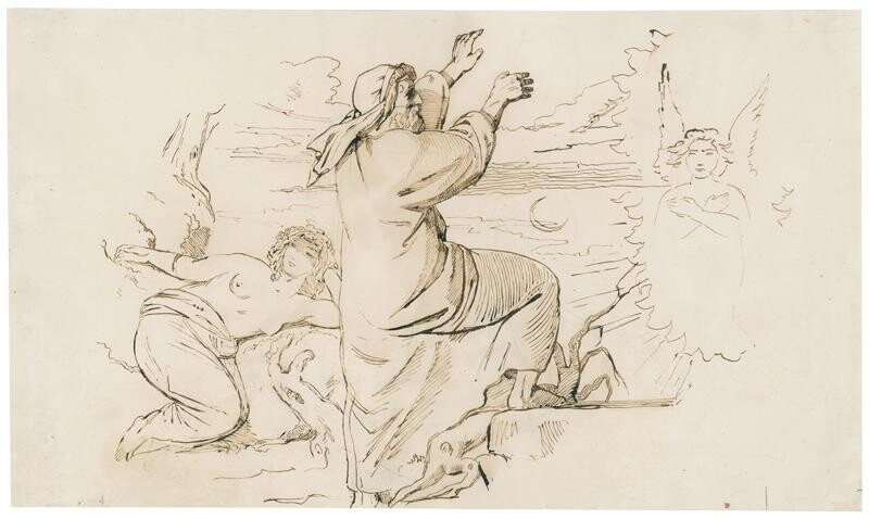 Prospero befreit Ariel. Illustrationsentwurf zu Shakespeares Drama Der Sturm".