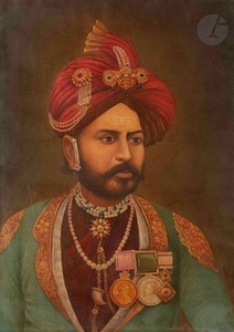 Quatre portraits de Rajas, Rajasthan, début XXe si…
