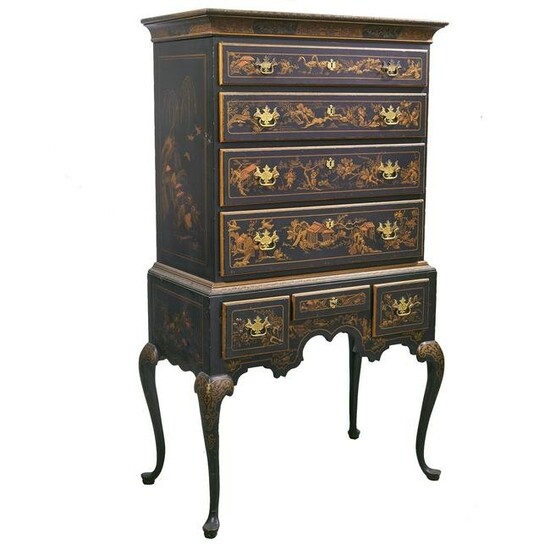 Queen Anne Style Chinoiserie Decorated Chest