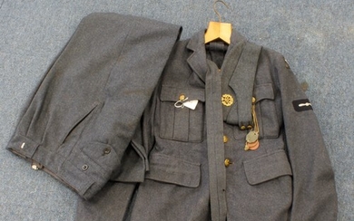 RAF WW2 airman’s uniform jacket, trousers, side hat with own...