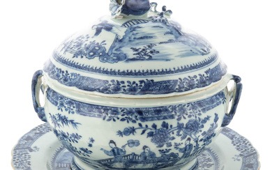 Rare Chinese Export Blue & White Soup Tureen