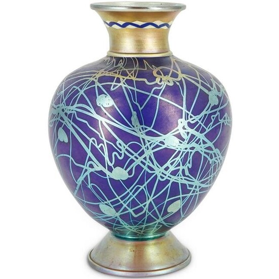 Rare Steuben Iridized Tiffany Blue Vase