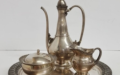 Rare Tiffany Arabesque Persian Sterling 4pc coffee Set