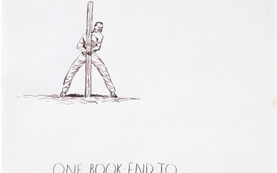 Raymond Pettibon, Untitled (One book end to the other - man to pole)
