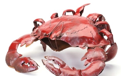 Red Metal Crab Sculpture