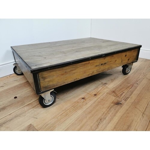 Retro pine metal bound coffee table in the Industrial style ...