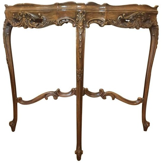 Rococo Style Inlaid Walnut Side Table