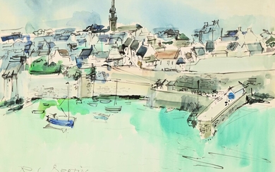 Roger BERTIN (1915-2003) "Le Conquet" watercolor sbg titled and dated 74. 50x65