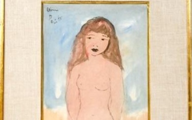 Roger Etienne Female Nude Watercolor Painting