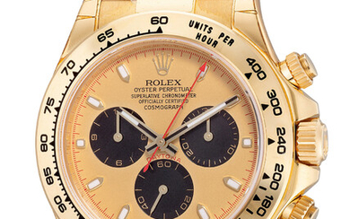 Rolex, Ref. 116518 A fine, attractive and well-preserved yellow gold chronograph wristwatch with guarantee and box