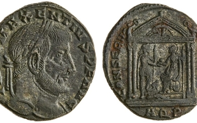 Roman Imperial. Maxentius (307-312). AE Follis, struck 309-310. Aquileia, 1st Officina, 4th Emi...