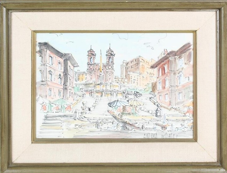 "Rome, Piazza Di Spagna" Watercolor:Andrea Bonelli