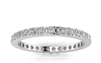 Round Brilliant Cut Diamond Pave Set Eternity Ring In 14k White Gold (0.7ct. Tw.) Ring Size 7