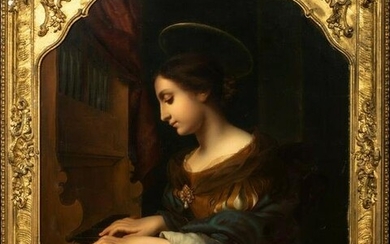 SAINT CECILIA PLAYING PIANO OIL PAINTING