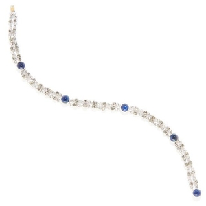 SAPPHIRE AND DIAMOND BRACELET in white gold or