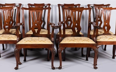 SET OF EIGHT GEORGE III MAHOGANY DINING CHAIRS, MID-18TH CENTURY