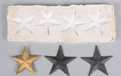 STAR MOLDS, TWO METAL AND ONE PLASTIC, TWO HANDCAST PLASTER OF PARIS MOLDS, FROM CEILING DECORATIONS IN WHITE HOUSE STATE DINING ROOM
